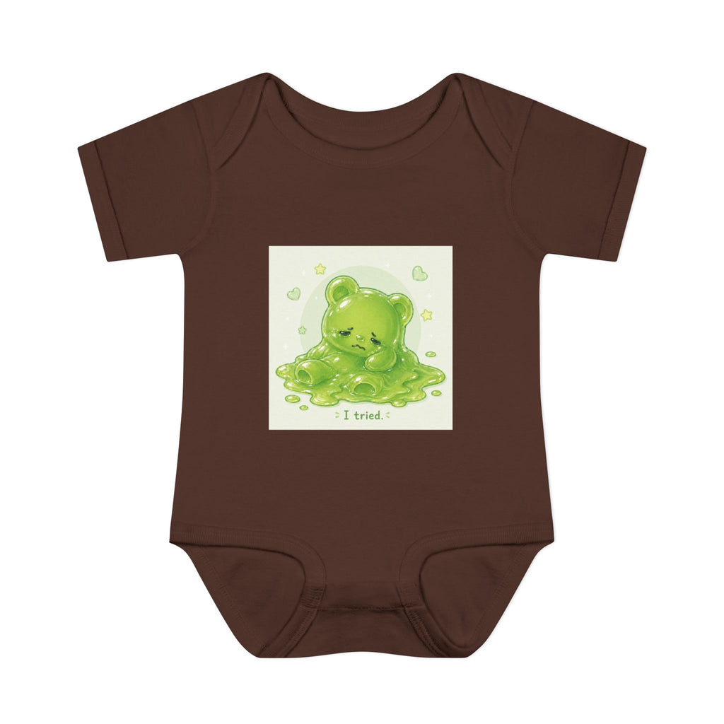 Infant Bodysuit — Cute Gooey Green Melted Gummy Bear "I Tried" Baby Onesie